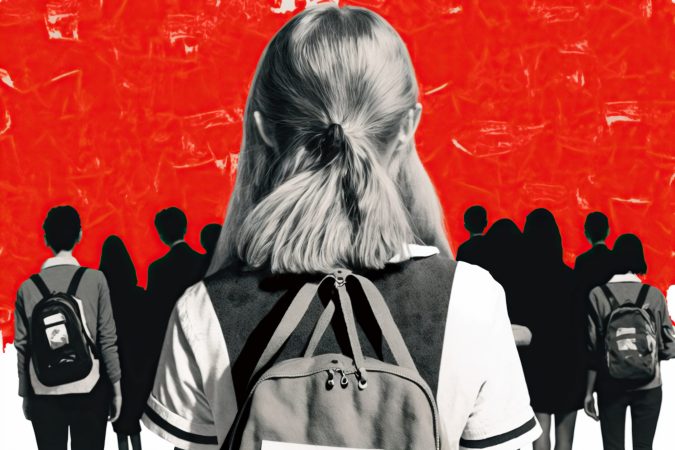 School bullying, concept of Violence and Surrealism, created with Generative AI technology