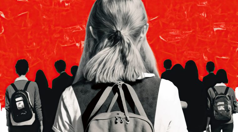 School bullying, concept of Violence and Surrealism, created with Generative AI technology